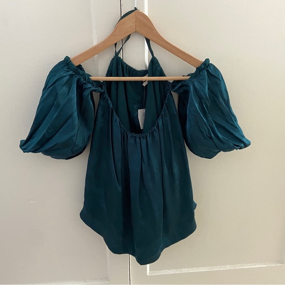 URBAN OUTFITTERS Crop Silky Turquoise - M - Picture 3 of 7